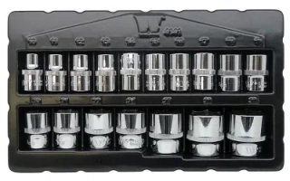Nástrčné hlavice 1/2", 6 hran, 10 - 32 mm, CrV, sada 17 dílů, Welzh