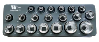 Nástrčné hlavice 1/2", Lok-TYP, 6 hran, 8 - 32 mm, sada 20 dílů, Welzh