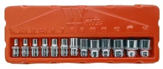 Nástrčné hlavice 1/4", 12 hran, Gear-Lock 4 - 14 mm, CrV, sada 13 dílů, Welzh