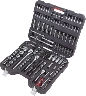 Gola sada 1/4" - 3/8" - 1/2", 6 hran 4 - 22 mm, Cr-V, S2, 191 dílů, Welzh