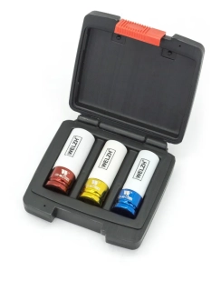 Hlavice nástrčné ochranné na šrouby kol automobilů 1/2", 6 hran, 17 - 21 mm, CrMo, sada 3 kusy, Welzh