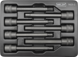 Hlavice zástrčné 3/8", Inbus s hrotem H3-H10, extra dlouhé 110 mm, S2, sada 7 dílů, Welzh