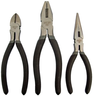 Kleště přímé, štípací boční a kombinační, sada 3 díly, Welzh