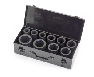 Hlavice nástrčné 3/4", 6 hran, pro rázové utahováky, CrMo, 22 - 50 mm, sada 11 dílů, Welzh