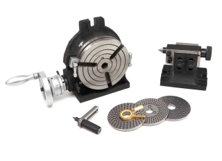 Horizontální a vertikální otočný stůl 150 mm, 3 dělicí kotoučky, koník, sada