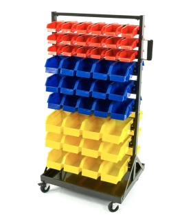 Mobilní úložný rack s 90 zásuvkami